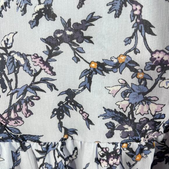 LOFT Blouse Purple Floral Velvet Shoulder Tie Boho Large NWT - Picture 5 of 7